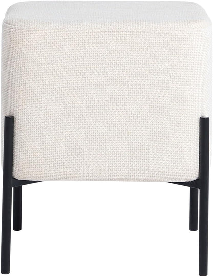 Get Set Modern Linen Ottoman Stool Vanity Stool Foot Rest Stool, Square Small Vanity Chair for Makeup Room, Footrest Stool with Metal Legs, Side Table Ottoman for Living Room, Bedroom, Walk-in Closet