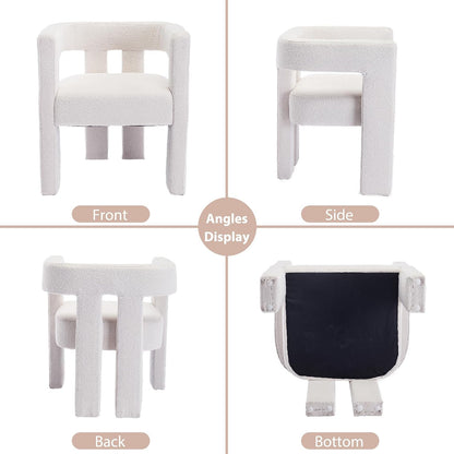 Tmsan Boucle Accent Chairs Set of 2, Modern Barrel Dining Chairs, Sherpa Armchair Comfy Upholstered Side Chair for Living Room Kitchen Reception (Beige, Set of 2)