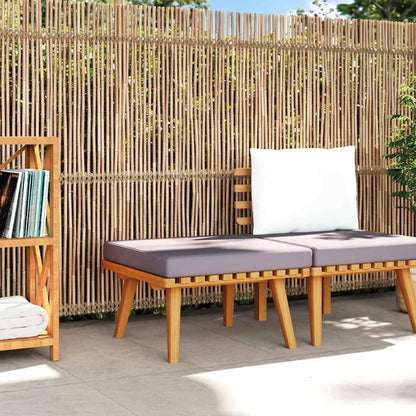 vidaXL Patio Footstool, Coffee Table Outdoor Footstool, Modular Seat with Tea Table, Outdoor Furniture Set for Garden, Rustic, Solid Acacia Wood