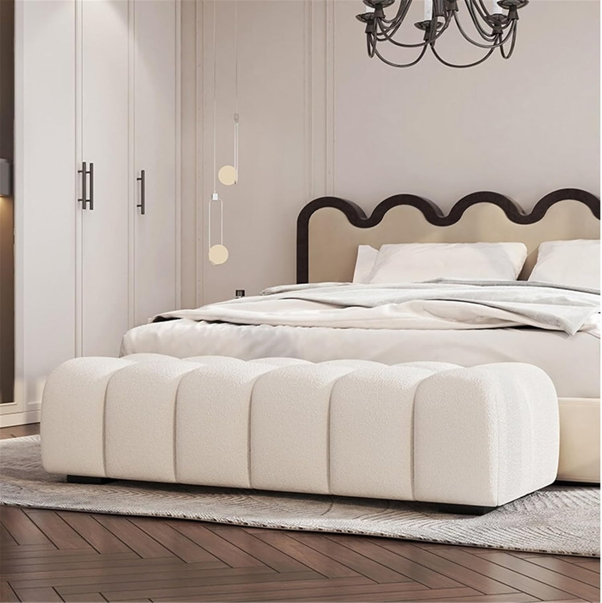 Modern Fabric Bed end Bench Long Bedroom Dressing Room Sofa Entryway(XXL)