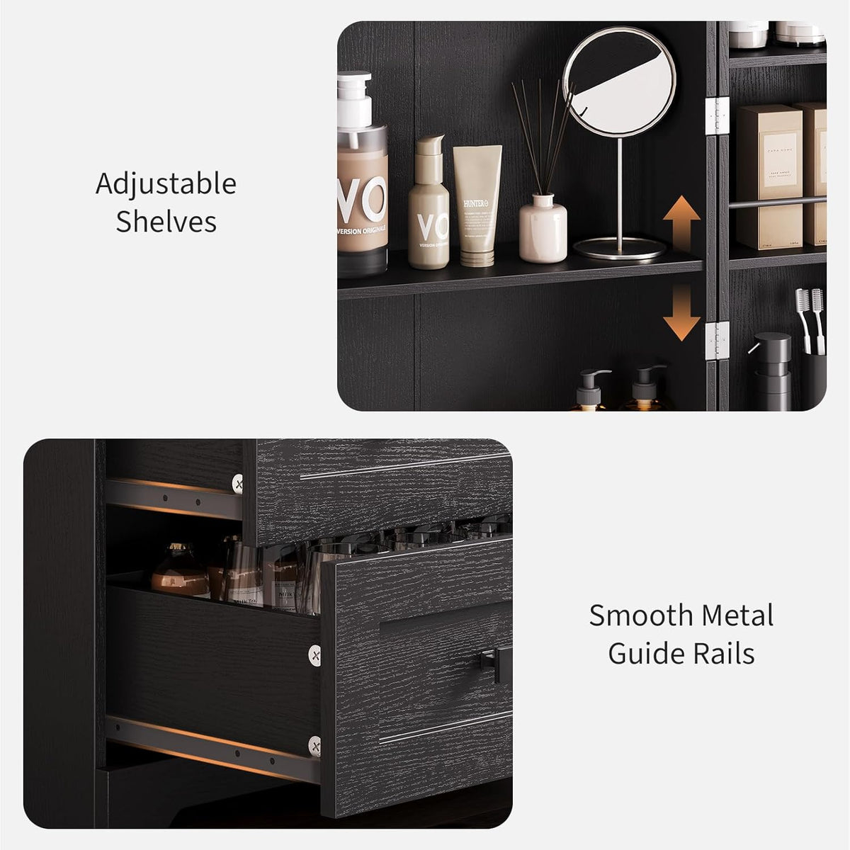 72" Farmhouse Pantry Cabinet, Large Wood Kitchen Storage Cabinet with 2 Sliding Barn Doors & 3 Drawers, Adjustable Shelves, Particle Board for Dining Room, Bathroom, Living Room (Black)