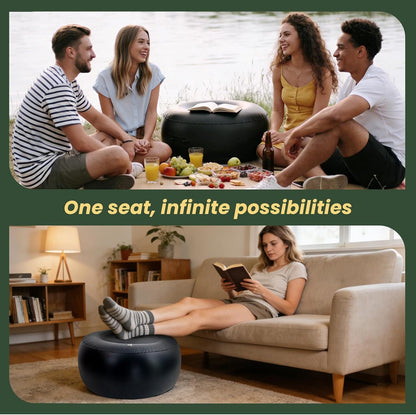 Inflatable Round Ottoman, Pouf Ottoman Filler, 55x30cm PVC Waterproof Outdoor Ottomans for Patio, Living Room, Bedroom, Camping or Garden, Portable Inflatable Foot Rest Pouf for Adults, 2PCS