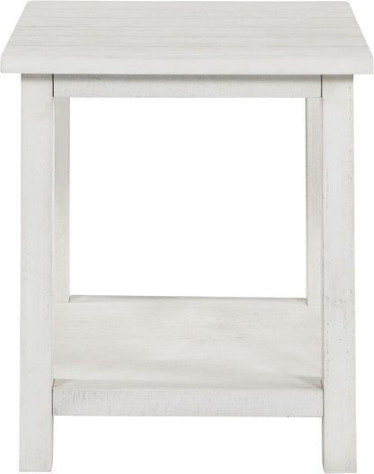 Coaster Home Furnishings - Payne - Wood - Square End Table with Lower Shelf, Open Storage and Rustic Style - Living Room - 20-Inch - White - 710556