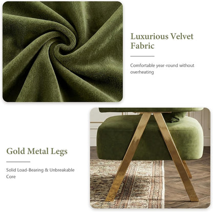 STHOUYN Modern Dining Chairs Set of 4, Upholstered Velvet Dining Room Chairs, Barrel Chairs for Kitchen with Golden Metal Legs, Curved Backrest (Green, 4 PCS)