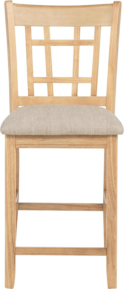 Coaster Home Furnishings - LAVON - Wood Upholstered Counter Height Chairs - Lattice Back, Padded Seats - Dining Room & Kitchen - Set of 2 - Linen & Light Oak - 106629