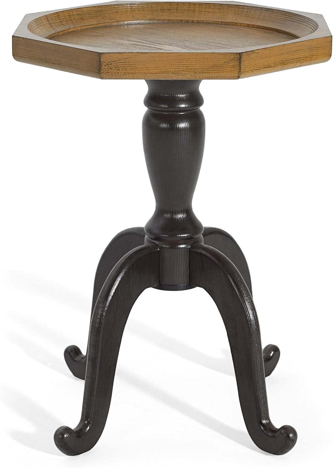 Christopher Knight Home Elizabeth 25" Small End Table with Spider Leg, Living Room Side Table, Accent Table with Lipped Tabletop, French Country Furniture, Wooden Small Coffee Table, Black + Natural