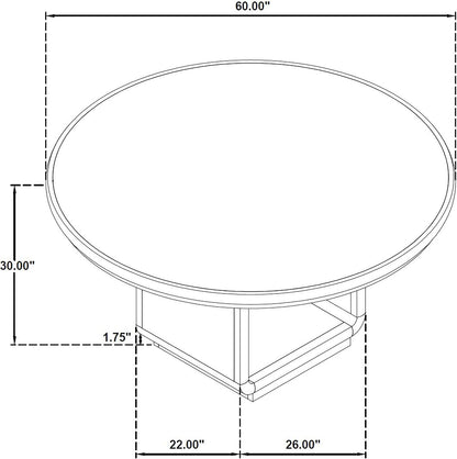 Coaster Home Furnishings - Leandro - Wood - Round Dining Table with Pedestal Base, Ash Veneer and Curved Edges - Dining Room & Kitchen - 60-Inch - Burnished Black - 115390