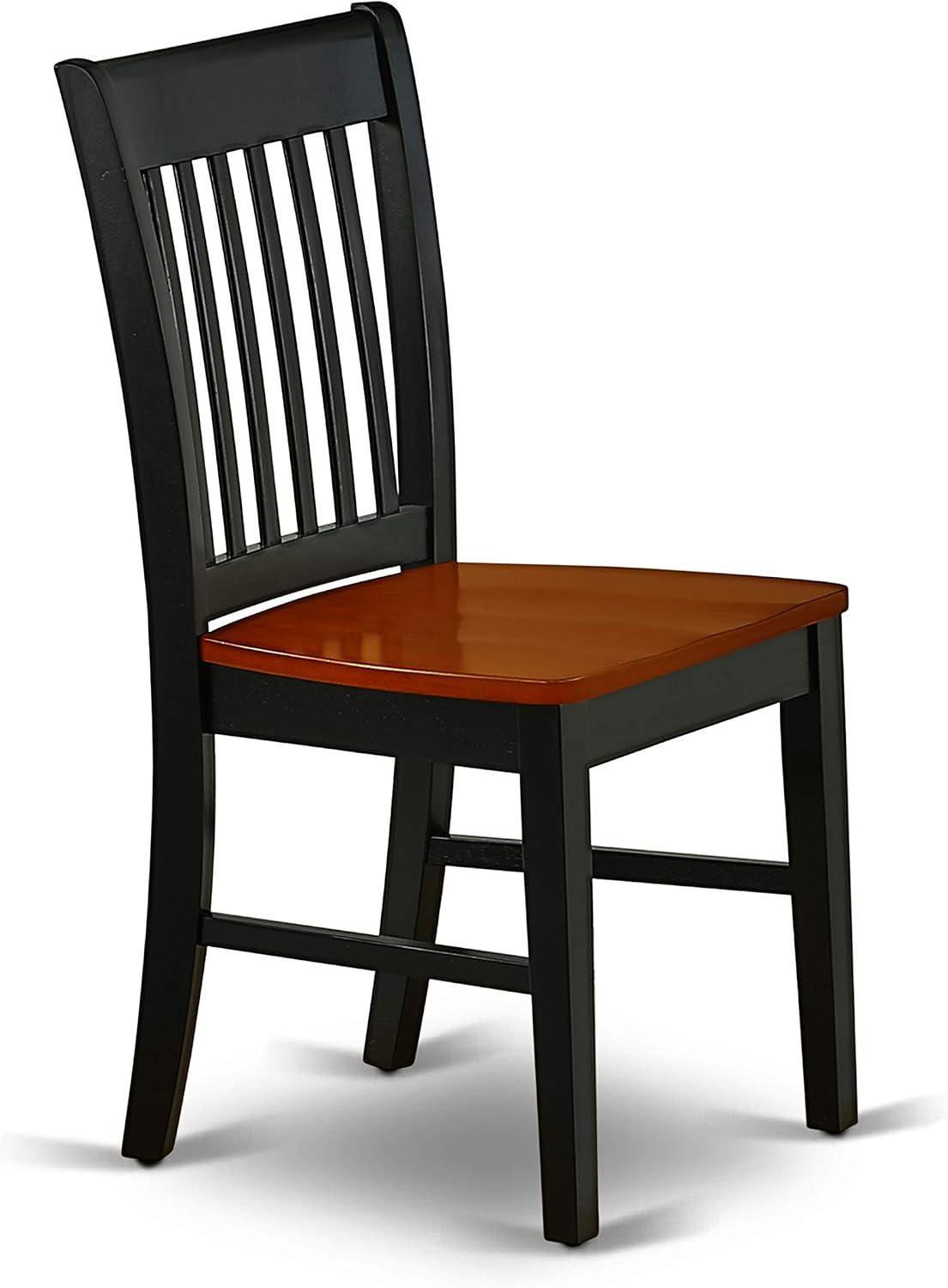 East West Furniture NFC-BCH-W Norfolk Dining Chairs - Slat Back Wood Seat Kitchen Chairs, Set of 2, Black & Cherry