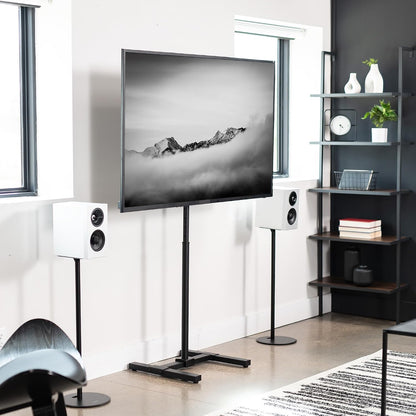VIVO Black TV Floor Stand for 13 to 65 inch Screens, STAND-TV08 | Adjustable TV Stand for LCD LED OLED 4K Smart Flat and Curved Monitor Panels, Max VESA 400x400, Holds 44 lbs