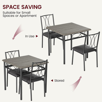 Dining Table Set for 2, Kitchen Table with 2 Upholstered Chairs, Wood 3-Piece Kitchen Dining Room Table Set for Apartment, Small Space, Space Saving, Retro Gary