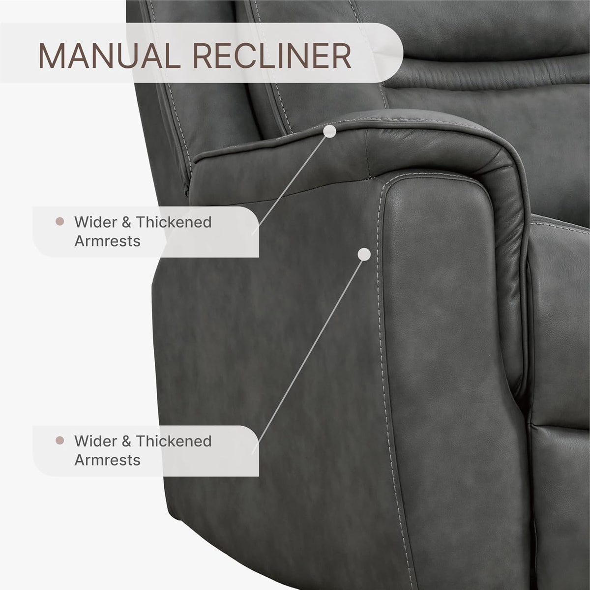 KISLOT Leather Recliner Chair, 360° Swivel Rocker Faux Leather Manual Recliner with Adjustable Backrest & Footrest Ergonomic Single Lounge Chair for Living Room, Bedroom, Home Theater