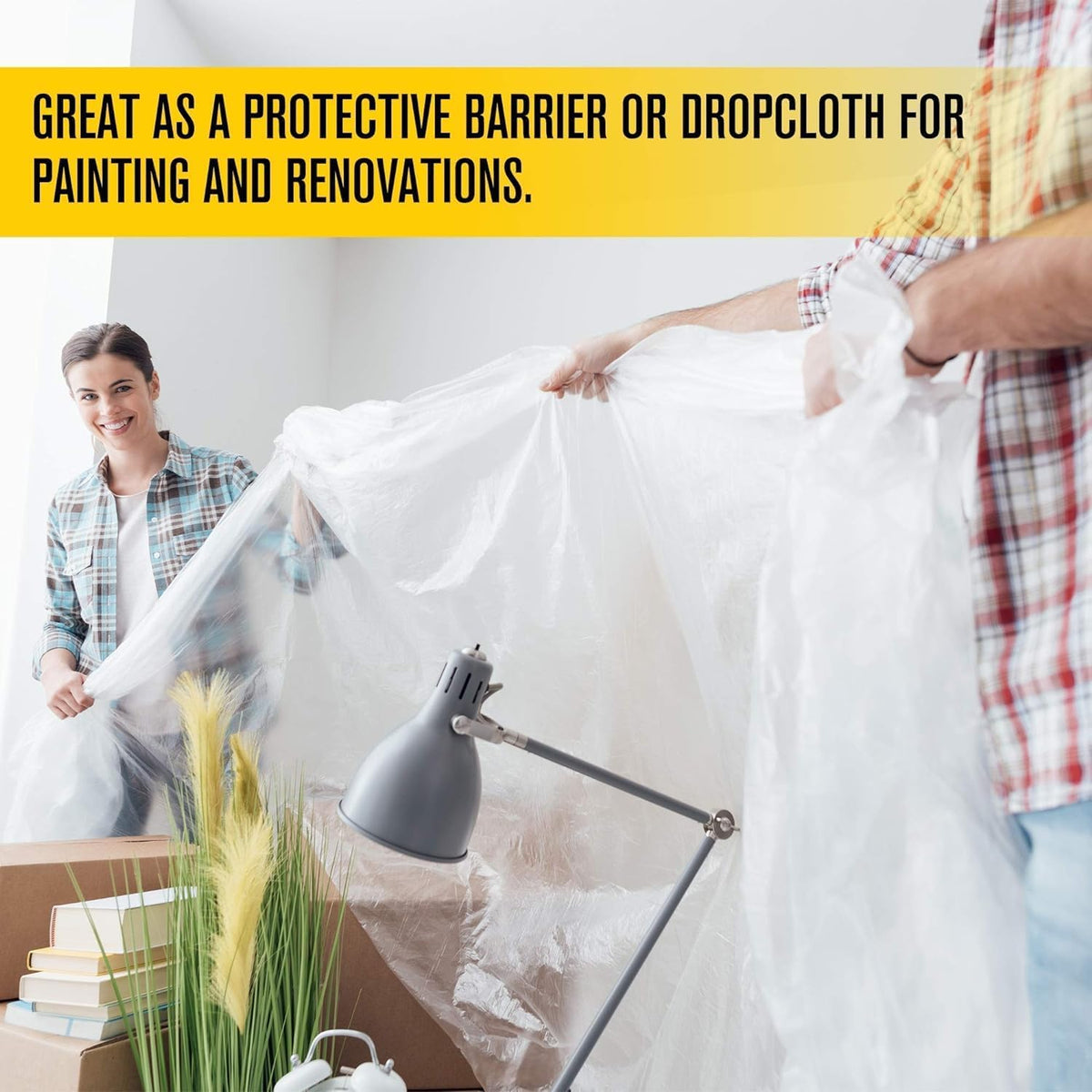 Aluf Plastics Plastic Sheeting - 20' x 100', 6 MIL Heavy Duty Gauge - Clear Vapor and Moisture Barrier Sheet Tarp/Drop Cloth for Painting & Furniture (1 Pallet of 25 Pack)