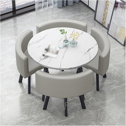 Reception Table and Chair Set, Space-Saving Small Round, Office Club Negotiation Coffee Table, for Home Living Room Balcony Cafe Meeting Break