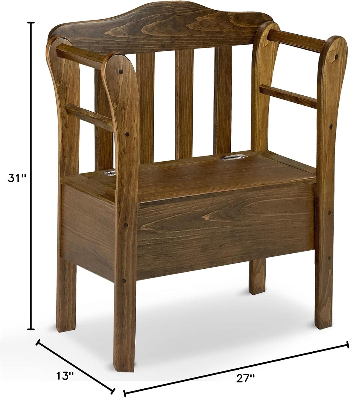 Peaceful Classics Bench with Storage - Small Wooden Storage Bench for Entryway, Hallway, Mudroom, Farmhouse, Bedroom, & Living Room, Amish Handmade Furniture Storage Organizer, Special Walnut