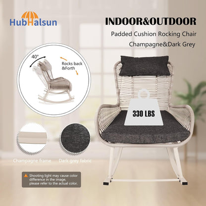Rocking Chair, Indoor & Outdoor, Rocker Recliner Chair for Front Porch, Garden, Patio, Backyard (61611415)
