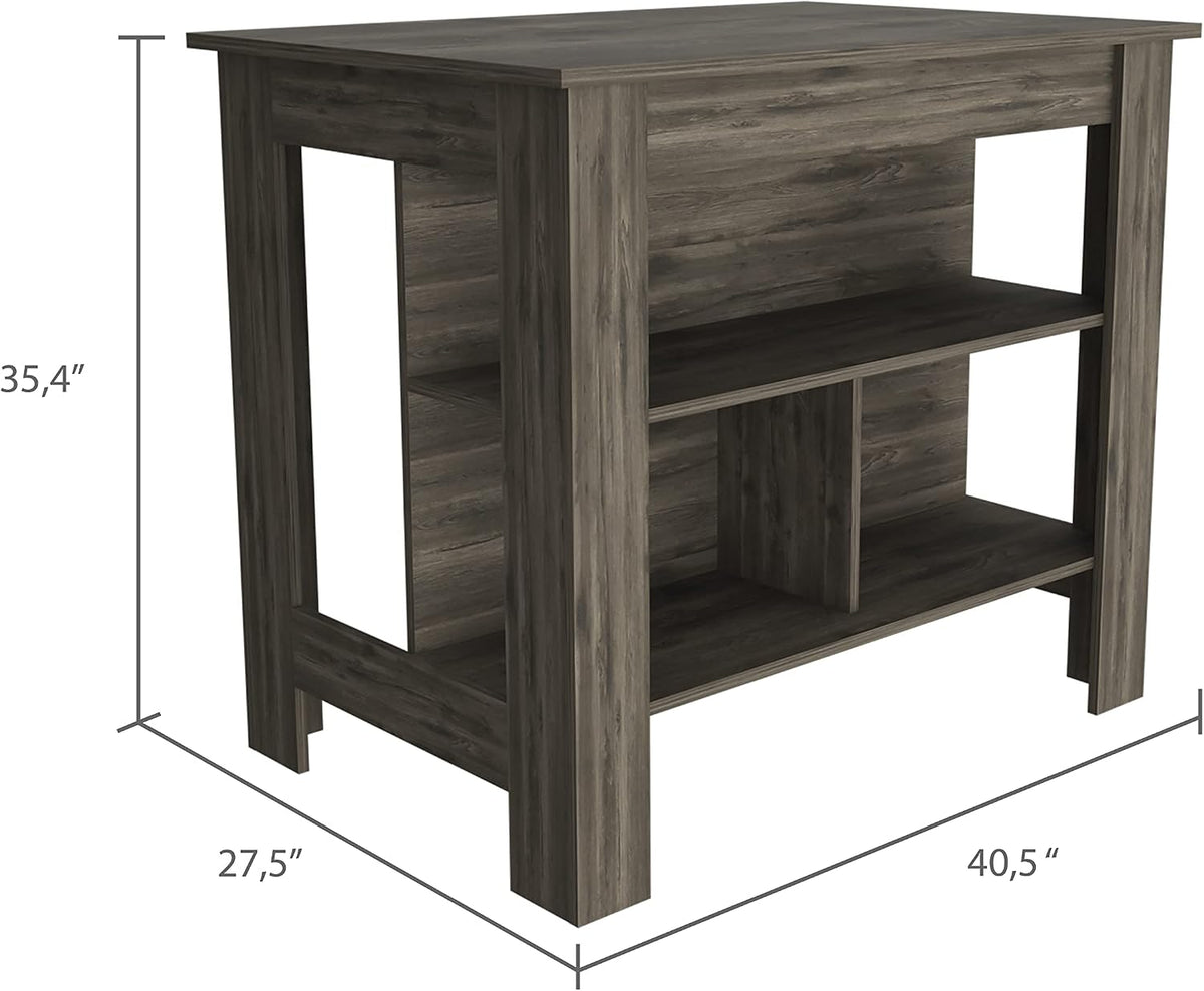 Cala Dark Brown Kitchen Island with Stool Storage
