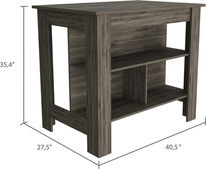 Cala Dark Brown Kitchen Island with Stool Storage