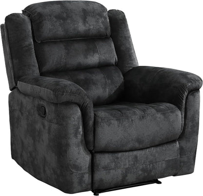 EBELLO Manual Recliner Chair, Soft Fabric Recliner Sofa with Overstuffed Armrest and Backrest for Living Room, Bedroom, Grey