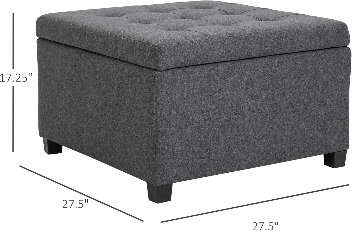 31x27x18inch 500lb Premium Quality Tufted Leather Storage Ottoman LiftTop Superior Metal Hinge Crafted Rubberwood FFor rame Beige
