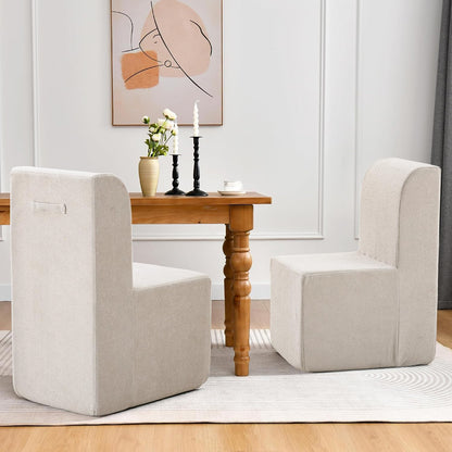 Upholstered Dining Chairs Set of 4, Modern Linen Fabric Dining Room Chairs with Mid Backrest and Padded Seat Cushion, Accent Armless Kitchen Side Chairs for Dining Room, Living Room, Reading Room