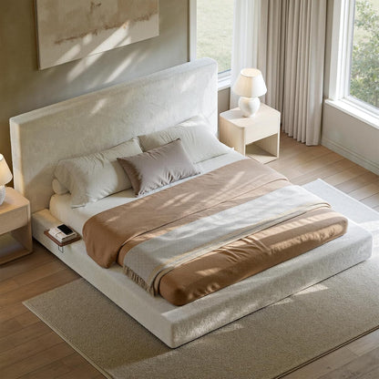 Evermagin White King Upholstered Cloud Bed Frame with Headboard