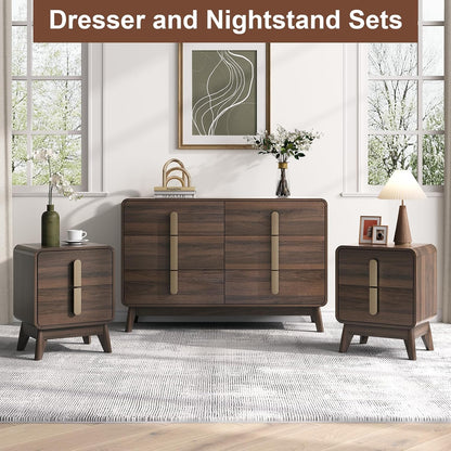 JOINICE Mid Century Modern Night Stand Set of 2 for Bedroom, Walnut