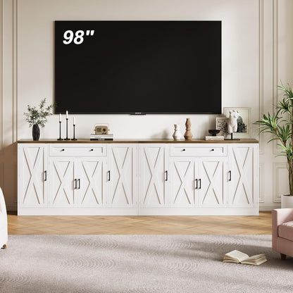 Buffet Cabinet with Storage, 55" Large Sideboard Storage Cabinet with Drawer, 4 Doors and Shelves, Modern Farmhouse Coffee Bar Table Kitchen Island Credenza for Kitchen, Entryway, Dining, Living Room