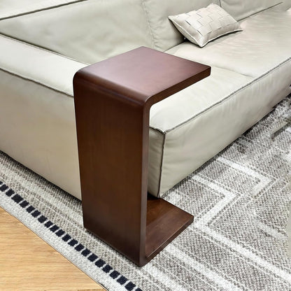 C-Shaped Side Table, Solid Wood End Table for Couch Sofa and Bed, Wooden C Tables for Living Room Bedroom, Small Snack Tray Table for Space Saving (2, 24.4" H-Brown)