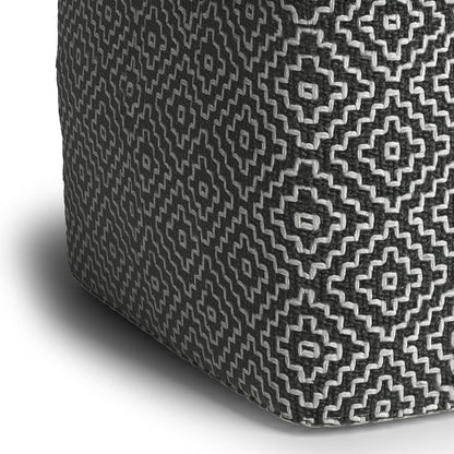 SIMPLIHOME Brody 18" Wide Square Pouf in Distressed Black Vegan Leather | Versatile boho indoor/outdoor footstool, extra seating for living room or bedroom or patio with assembled design, assembled.