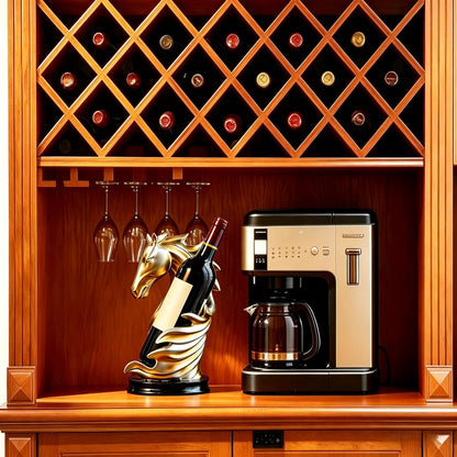 XINXUAN Wine Holder Countertop, Horse Head Wine Racks Decor for Bar Decorations for Home, Home, Shelf, Pantry Organizers and Storage, Wine Accessories for Wine Lovers, Gift (Yellow)