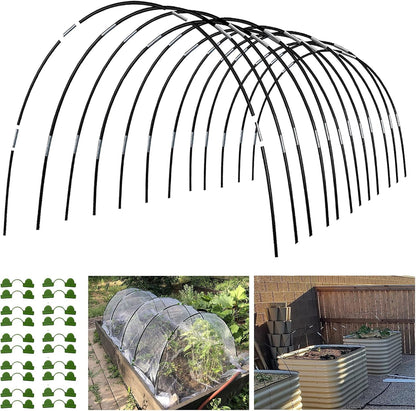Garden Hoops Grow Tunnel, 12 Sets of 7FT Greenhouse Hoops for Raised Beds, Rust-Proof Fiberglass Frame for Garden Netting, Small Greenhouse Kit, DIY Plant Support Garden Stakes, 60 pcs