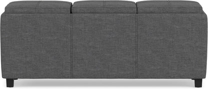 SIMPLIHOME Avalon 42" Wide Linen Look Fabric Storage Ottoman in Slate Grey