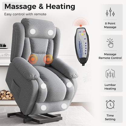 Amopatio Power Lift Recliner Chairs for Elderly Upgraded Living Room Reclining Chairs Indoor Lounge Chairs Single Sofa with Side Pockets and Remote Control for Bedroom