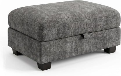 Ottoman Sofa, Modular Sectional Cloud Sofa with Storage Ottoman, Chenille Deep Seat Couch for Living Room, Dark Gray
