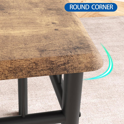GarveeHome Small Dining Table Set for 2, Square Table and Chairs Set of 2, 3 Piece Kitchen Table Set of 2 with Upholstered Chairs, Dinner Table Set for 2 for Small Spaces, Apartment, Rustic Brown