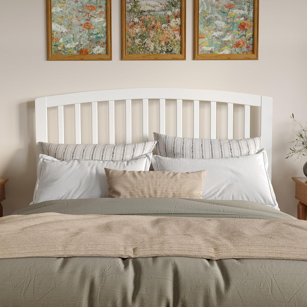 AFI, Richmond Slatted Queen Solid Wood Headboard, White