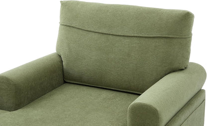 Eafurn 38" Modern Chaise Lounge Recliner Daybed Indoor, Comfy Chenille Upholstered Single Sofa Bed with Wodden Legs and Side Pockets, Deep Seat Sleeper Armchairs Couch for Living Room
