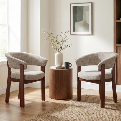 COLAMY Fully Assembled Upholstered Dining Chair Set of 4,Solid Red Oak Wood Kitchen Side Chair, No Assembly Required Modern Farmhouse Dining Room Accent Seating, Single Pack,4 Boxes