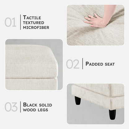 Lexicon Modern Ottoman, Foot Stools, Living Room Foot Rest, Module for Sectional Sofa, 40" Microfiber Upholstery Square Ottoman for Living Room/Bedroom, Assembled, Beige