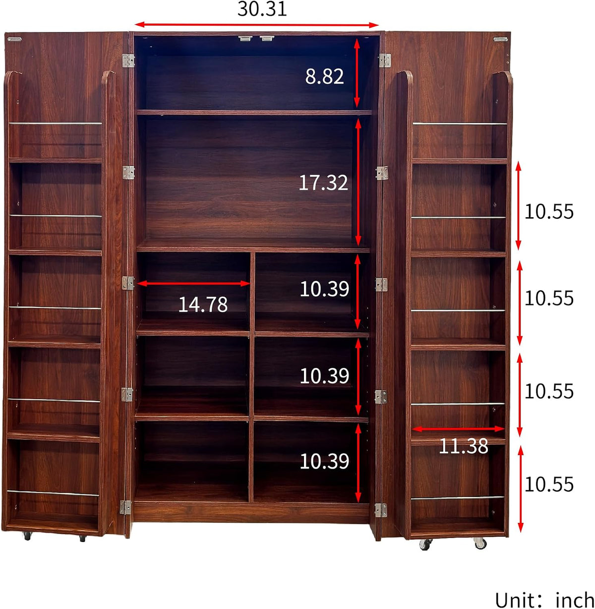 62.8''H Tall Kitchen Pantry Cabinet, Freestanding Buffet Cupboards Sideboard with Doors & Door Shelves, Farmhouse Storage Pantry for Kitchen Living Room Dinning Room, Walnut