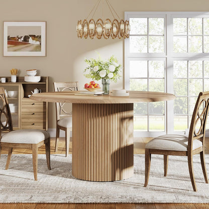 Tribesigns 47" Round Dining Table for 4, Farmhouse Kitchen Table with Metal Base, Modern Small Dinner Table for Dining Room,Kitchen (Chairs Not Included)