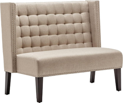 Andeworld Modern Loveseat Settee Bench Sofa Couch, Upholstered Banquette Dining Bench with Back for Dining Living Room Hallway or Entryway Seating,Putty