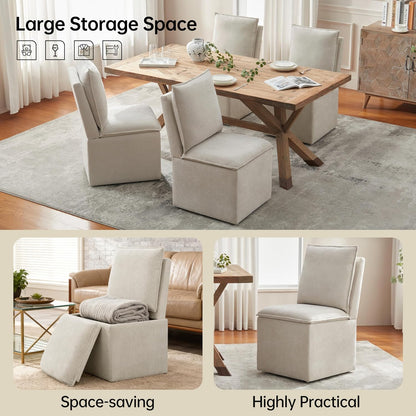 VKNOW Upholstered Dining Chairs Set of 6, Dining Room Chairs with Storage