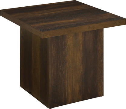 Coaster Home Furnishings - Devar - Wood - Square End Table with Thick Top, Plinth Base, and Blocky Frame - Living Room - 23.5-Inch - Dark Pine - 710887