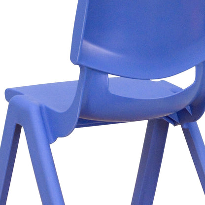 EMMA + OLIVER 23.625" W x 47.25" L Blue Plastic Activity Table Set-6 Chairs