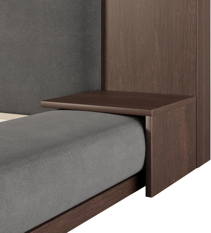 VilroCaz Modern King Size Upholstered Grounded Bed, Velvet Fabric Floor Upholstered Platform Bed with Extended Wood Headboard & Bedside Shelf, No Box Spring Required (King)