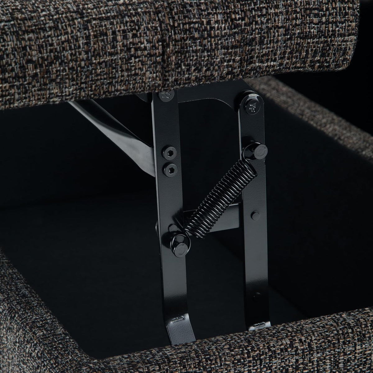 SIMPLIHOME Harrison Coffee Table Storage Ottoman - 36 inch Wide Upholstered Tweed Look Fabric Square Ottoman in Warm Dark Charcoal Melange, Transitional Ottoman for Living Room with Split Lift-Up Lid