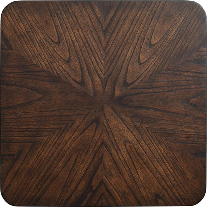 Sandstone Home LAX Mid-Century Modern Square End Table with Starburst Top – 18” Accent Table with Shelf, Rich Espresso Brown Finish, Retro Side Table or Nightstand for Living Room or Bedroom