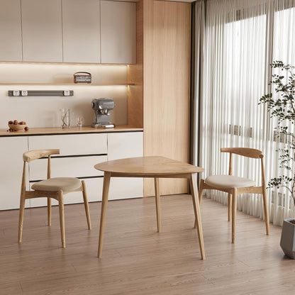 Acanva Modern Small Triangle Dining Room Table for Kitchen Compact Space, Farmhouse Dinner Tables with MDF Top and Wooden Legs, Natural Oak