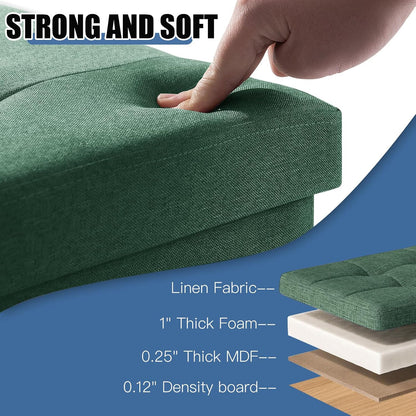 BRIAN & DANY 15 Inches Ottoman with Storage, Square Small Storage Ottoman Foot Rest with Legs, Ottomans Foot Stool for Dorm, Living Room, Entryway (Dark Green)
